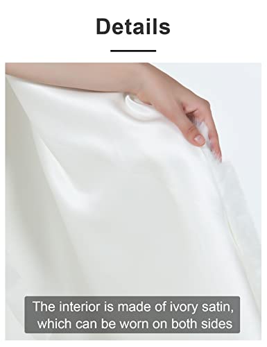 BEAUTELICATE Wedding Cape Hooded Cloak for Bride Winter Reversible with Fur Trim Free Hand Muff Length 55" Ivory - Image 4