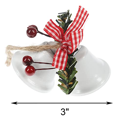 Tinsow 6 Pcs Red Christmas Bells Tree Hanging Ornament Metal Jingle Bells for Christmas Holiday Decoration 6 White - Image 3