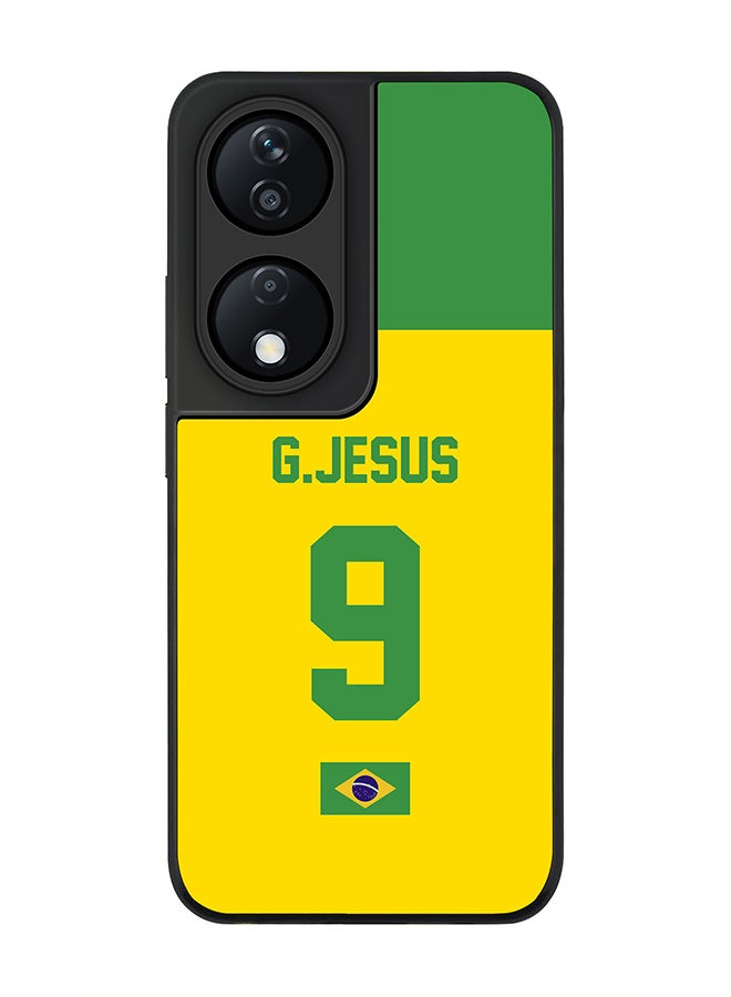 Stylizedd Rugged Black Edge Case for Honor X7b, Slim fit Case Flexible Anti Drop TPU Gel Thin Cover -  Football Team - Brazil, Player Name - G.Jesus - Image 1