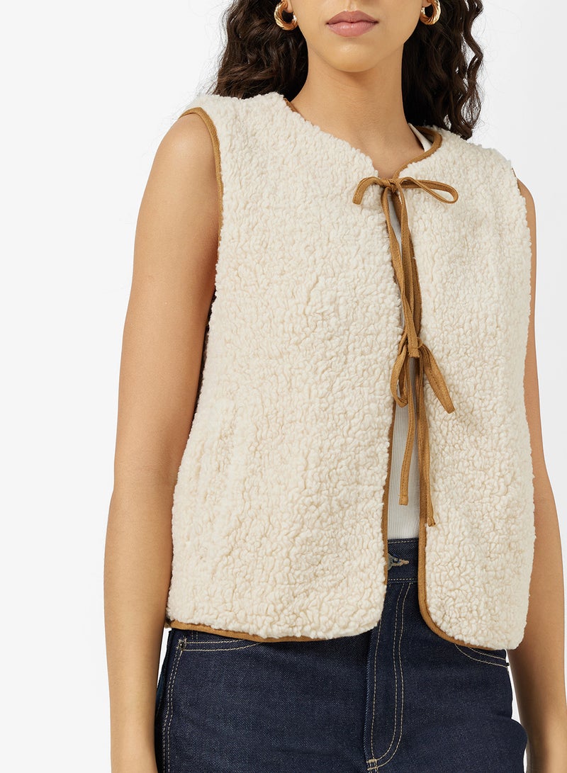 جينجر بلوزة بورج بفيونكة وزخرفة ربط - Image 3