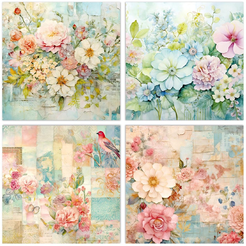 WLXTREE 24 Sheets Floral Scrapbook Paper Pads 6X6 Single-Sided Flowers Pattern Decorative Craft Pack DIY Decopodge Paper for Card Making Art Journal Scrapbooking Supplies - Image 5