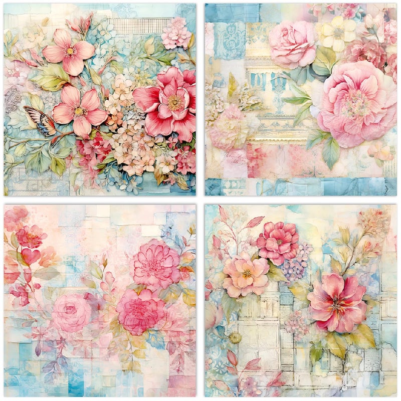 WLXTREE 24 Sheets Floral Scrapbook Paper Pads 6X6 Single-Sided Flowers Pattern Decorative Craft Pack DIY Decopodge Paper for Card Making Art Journal Scrapbooking Supplies - Image 3
