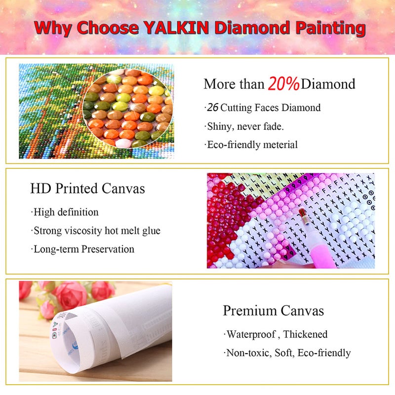 YALKIN 5D Diamond Painting Kits for Adults DIY Large Landscape House Full Round Drill (31.5 x15.7 inch) Crystal Rhinestone Embroidery Pictures Arts Paint by Number Diamond Painting Kits for Home Wall Decor - Image 5