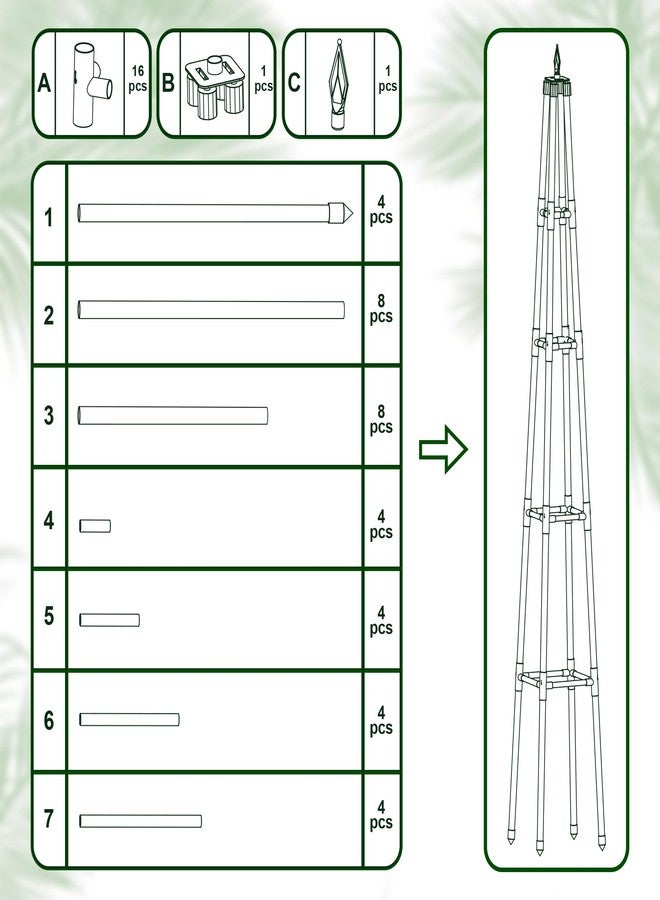 Hsundries 6FT Obelisk Trellis for Climbing Plants Outdoor, 16mm Rust-Proof Extra Thickened Plastic-Coated Metal Pipes, Indoor Climbing Support for Potted Plants, Vines, Flowers Stands,Black - Image 5