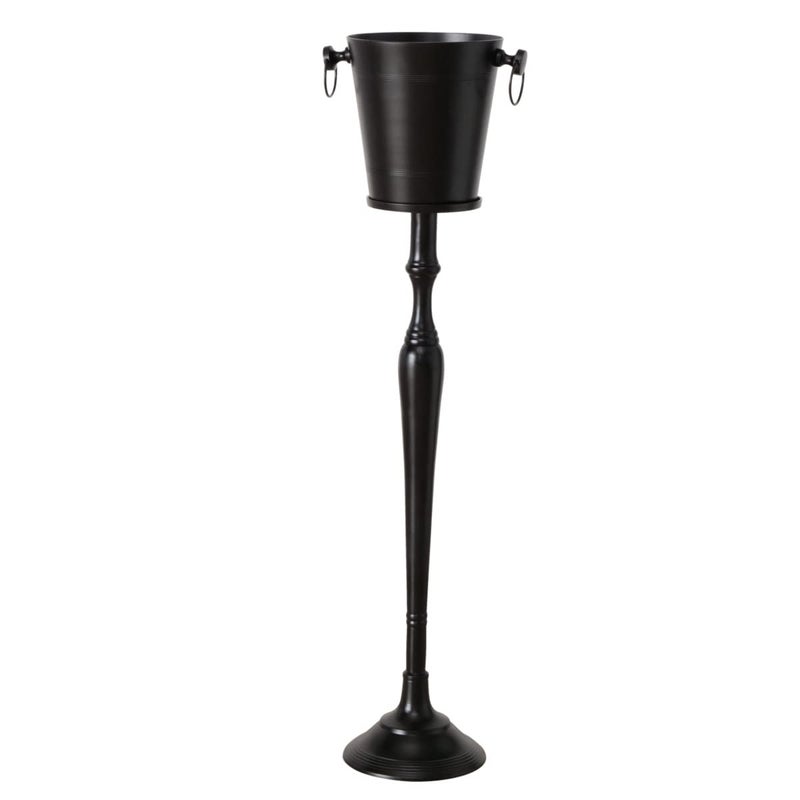 WHW Whole House Worlds WHW Whole House Worlds Old World Luxurious Grand Hotel Champagne Bucket with Tall Stand Black Finished Aluminum 425 Inches Tall 2 Piece Set 