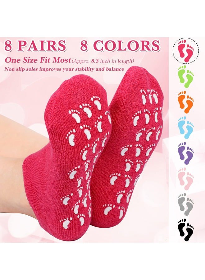 Chuarry 8 Pairs Moisturizing Gel Socks Feet Care Gel Spa Foot Moisturizer Silicone Non Slip Heel Socks for Dry Cracked Feet Overnight Lotion for Women Men Softening Rough Skin - Image 3