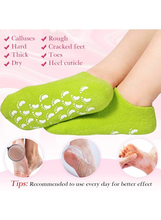 Chuarry 8 Pairs Moisturizing Gel Socks Feet Care Gel Spa Foot Moisturizer Silicone Non Slip Heel Socks for Dry Cracked Feet Overnight Lotion for Women Men Softening Rough Skin - Image 5