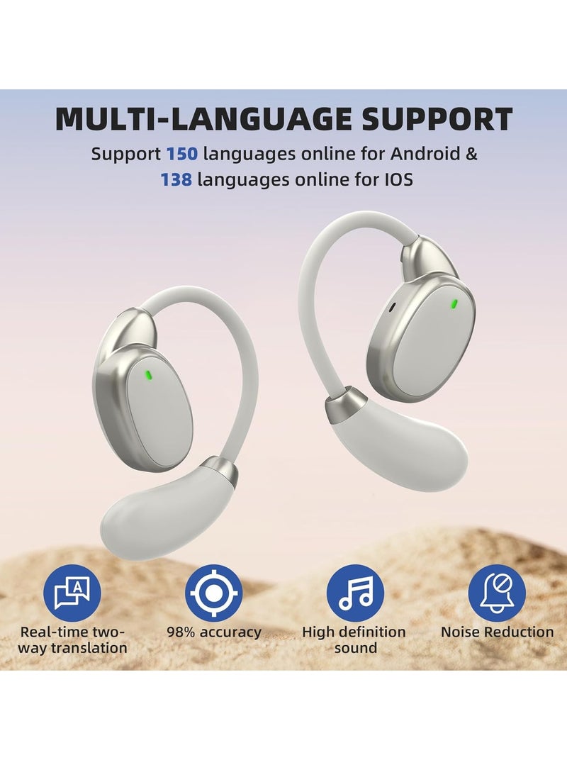 Generic Translation Earbuds-Language Translator Earbuds in 150 Languages and 10 Offline, Translating Earbuds Real Time for iOS & Android, Translator Device for Travel Business (Beige)  - Image 2