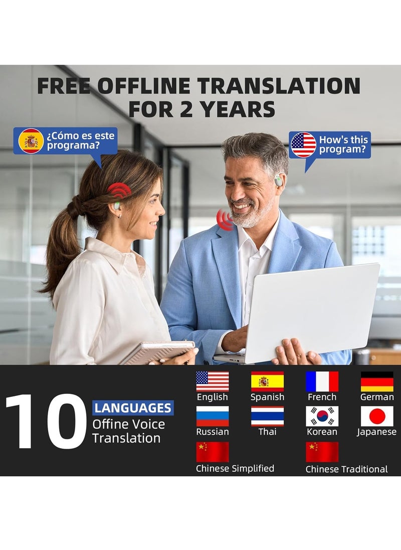 Generic Translation Earbuds-Language Translator Earbuds in 150 Languages and 10 Offline, Translating Earbuds Real Time for iOS & Android, Translator Device for Travel Business (Beige)  - Image 3