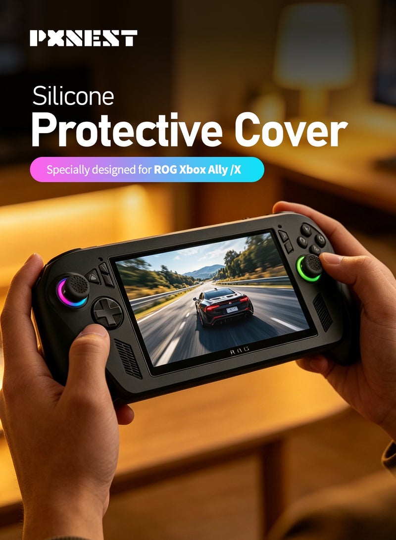 Pxnest Silicone Protective Case for ROG Ally / ROG Ally X, Anti-Slip Grip Cover with 4 Thumb Grips, Soft Protective Skin with Precise Cutouts - Image 2