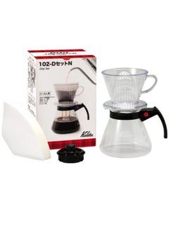 Kalita Drip Set 102-D, Plastic Dripper with Heat Resistance Glass Server, Size 02  - Image 1