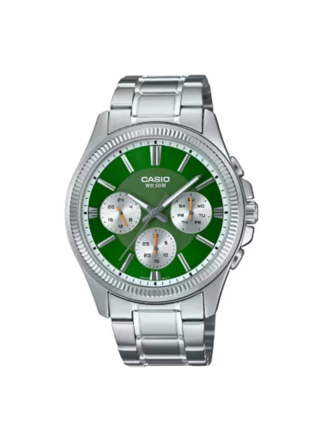 كاسيو Men's Analog Display Watch With Silver Stainless Steel Strap - MTP-1375D-3AVDF