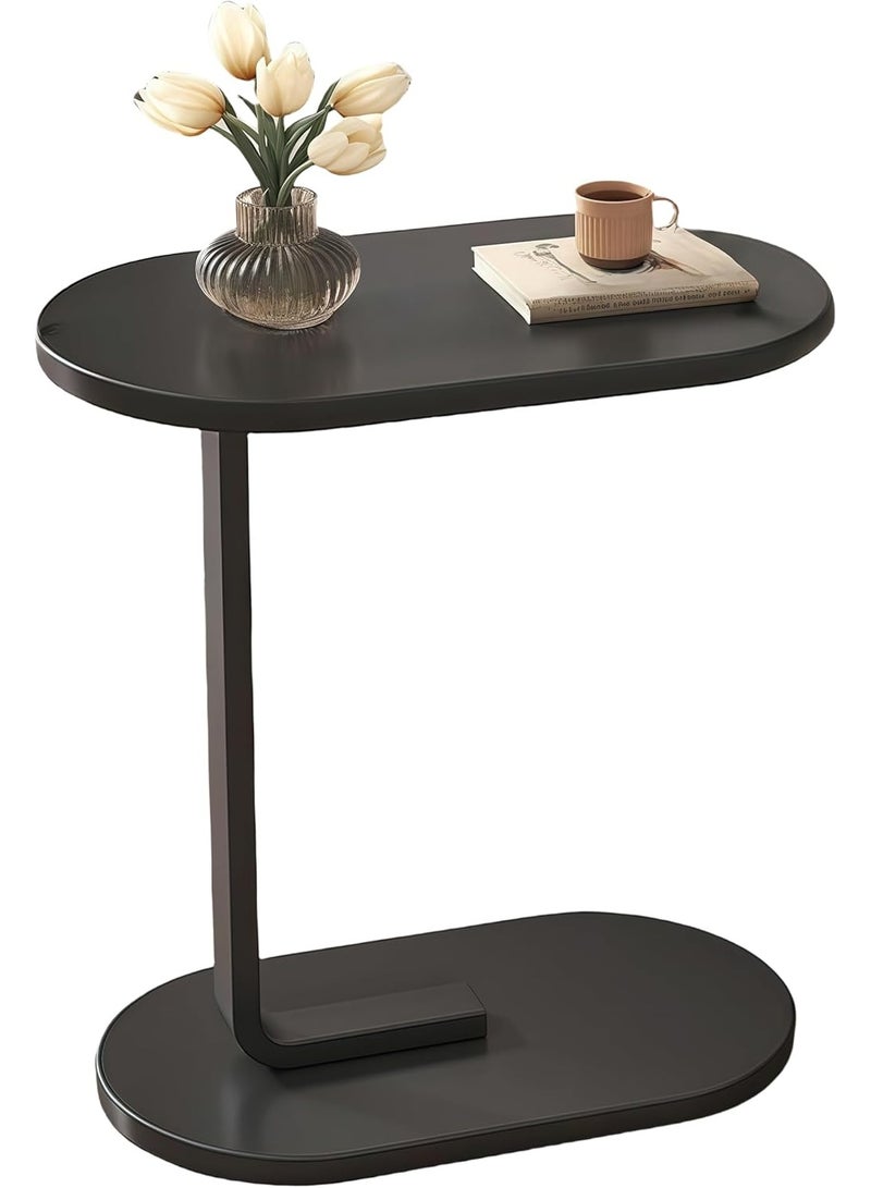 Bluejw Modern C-Shaped Table Mini Coffee Table - Creative Oval Side Table, Ideal for Next to The Sofa, Coffee Table, Perfect for Small Spaces, Wood Top with Metal Base, Essential Home Decor - Image 1