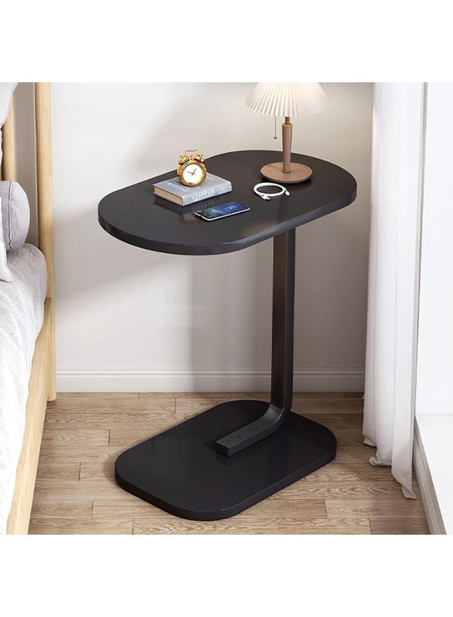 Bluejw Modern C-Shaped Table Mini Coffee Table - Creative Oval Side Table, Ideal for Next to The Sofa, Coffee Table, Perfect for Small Spaces, Wood Top with Metal Base, Essential Home Decor - Image 3