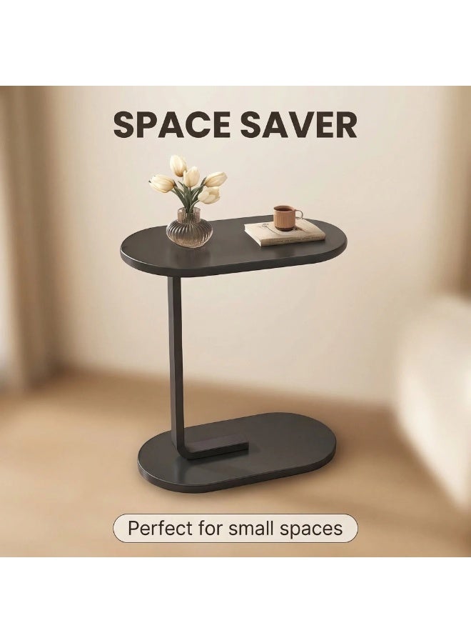 Bluejw Modern C-Shaped Table Mini Coffee Table - Creative Oval Side Table, Ideal for Next to The Sofa, Coffee Table, Perfect for Small Spaces, Wood Top with Metal Base, Essential Home Decor - Image 4