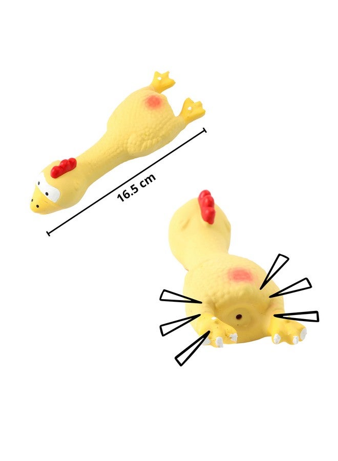 لعبة صرير من المطاط الطبيعي للكلاب (دجاجة صفراء نائمة) | الكلاب الصغيرة والجراء | متينة، بتصميم حيواني، لعبة آمنة للإحضار والمضغ | تقلل من قلق الانفصال - Image 2