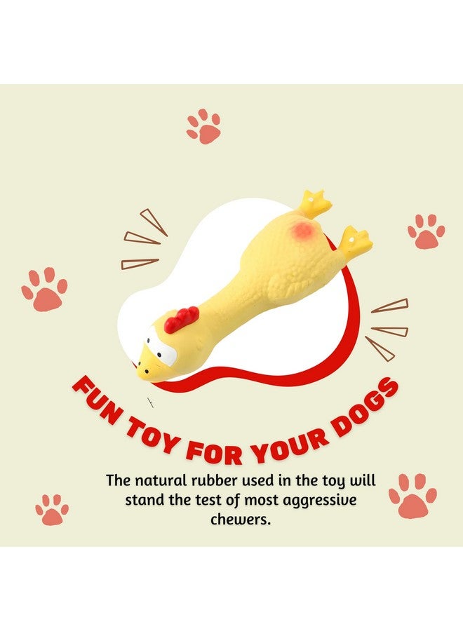 لعبة صرير من المطاط الطبيعي للكلاب (دجاجة صفراء نائمة) | الكلاب الصغيرة والجراء | متينة، بتصميم حيواني، لعبة آمنة للإحضار والمضغ | تقلل من قلق الانفصال - Image 5