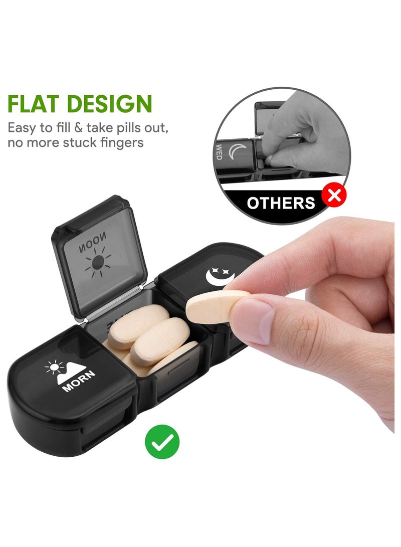 اترجسز منظم الطب السفر المحمول 3 مرة 7 أيام ، منظم حبوب الخفيفة ، صندوق حبوب الكبيرة 21x ، حالة صندوق الطب اليومي الأسبوعي ، منظم صندوق الفيتامين (قوس قزح واضح) - Image 2