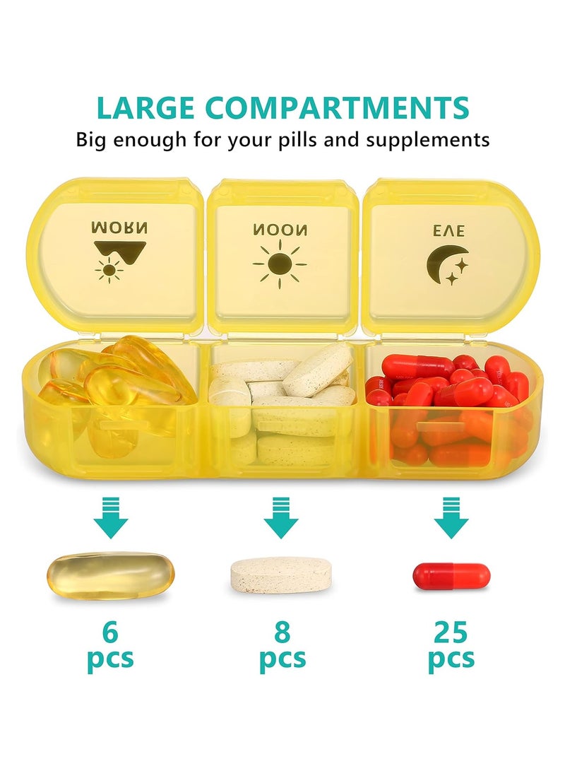 اترجسز منظم الطب السفر المحمول 3 مرة 7 أيام ، منظم حبوب الخفيفة ، صندوق حبوب الكبيرة 21x ، حالة صندوق الطب اليومي الأسبوعي ، منظم صندوق الفيتامين (قوس قزح واضح) - Image 3