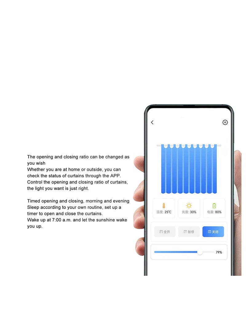 Automatic Curtain Opener, BT Remote Control Smart Curtain with Voice Control Smart Curtain Opener Electric Curtain Motor Timer APP Control  with Quiet Mode - Image 4