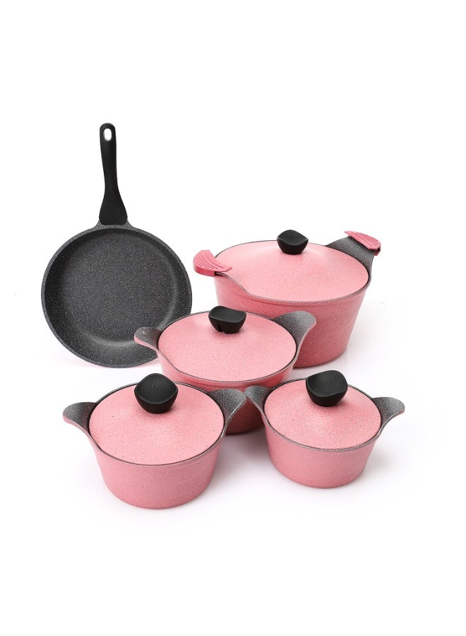Easy Cook 11-Piece Pink Cookware Set - Image 1