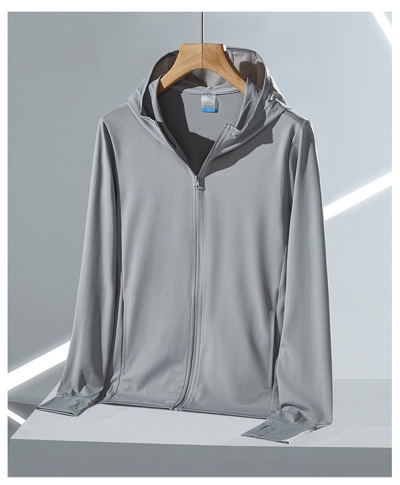 Generic UPF50+ Knitted Long Sleeve Sun Protection Jacket Male-Grey