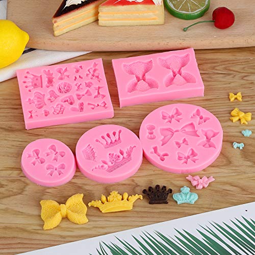 Elfkitwang Bow Silicone Fondant Mold Crown Chocolate Candy Mold Cupcake Top Decoration, Pastry, Biscuit Decoration, Chocolate, Jewelry, DIY Craft Items, Birthday Parties. - Image 4