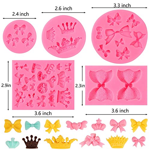 Elfkitwang Bow Silicone Fondant Mold Crown Chocolate Candy Mold Cupcake Top Decoration, Pastry, Biscuit Decoration, Chocolate, Jewelry, DIY Craft Items, Birthday Parties. - Image 2