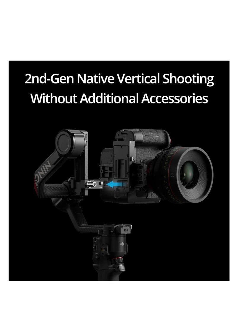 dji - DJI RS 4 Pro, 3-Axis Gimbal Stabilizer for DSLR & Cinema Cameras Canon/Sony/Panasonic/Nikon/Fujifilm, 2nd-Gen Native Vertical Shooting, 4.5kg (10lbs) Payload, Dual Focus & Zoom Motors - Image 1