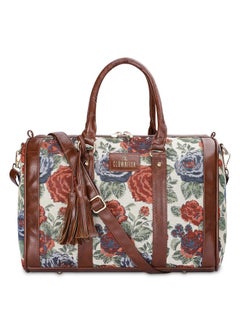 THE CLOWNFISH THE CLOWNFISH Lorna Tapestry Fabric & Faux Leather Handbag Sling Bag for Women Office Bag Ladies Shoulder Bag Tote For Women College Girls (Red-Floral)  - Image 1