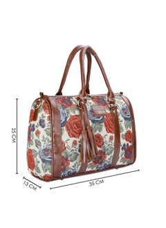 THE CLOWNFISH THE CLOWNFISH Lorna Tapestry Fabric & Faux Leather Handbag Sling Bag for Women Office Bag Ladies Shoulder Bag Tote For Women College Girls (Red-Floral)  - Image 3