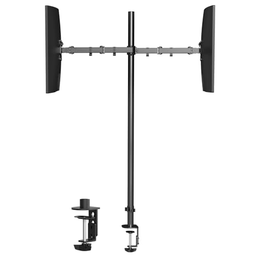 Pholiten Extra Tall Dual Monitor Stand, Dual Monitor Mount, Desk Mount up to 47 inch Pole, 2 Monitor Stand, Computer Monitor Arm, Fully Adjustable Stand for up to 27 inch Screens - Image 1