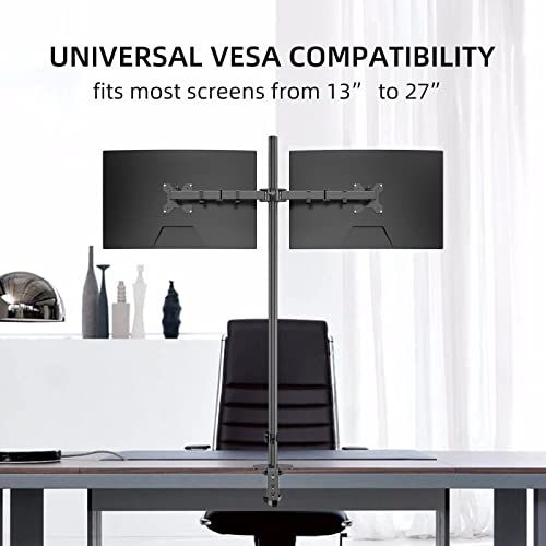 Pholiten Extra Tall Dual Monitor Stand, Dual Monitor Mount, Desk Mount up to 47 inch Pole, 2 Monitor Stand, Computer Monitor Arm, Fully Adjustable Stand for up to 27 inch Screens - Image 4