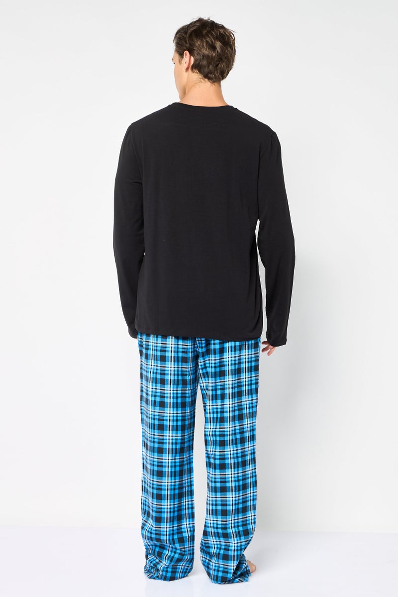 MOSCHINO Men 2 Pieces Plaid Long Sleeves Pajama Set, Multicolor - Image 4