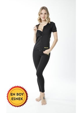 TECHNO 8Q Thermal Zipper Short Sleeve Top and Leggings Workout Tracksuit Set  - Image 3