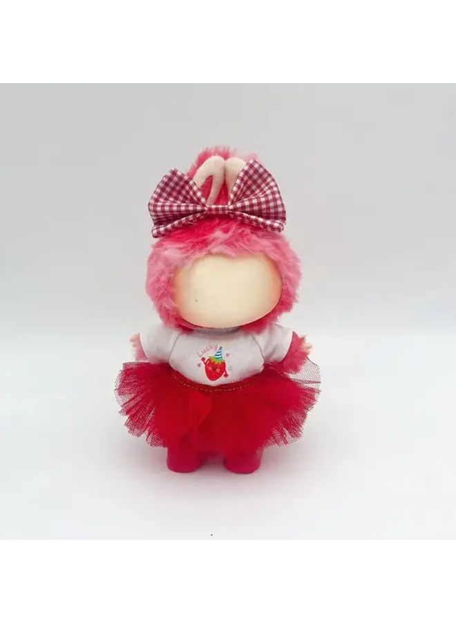 Purple 4pcs Labubu Clothes Set Fluffy Skirt Fruit Top Headband Shoes Gift - Image 3