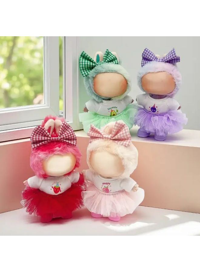 Purple 4pcs Labubu Clothes Set Fluffy Skirt Fruit Top Headband Shoes Gift - Image 1
