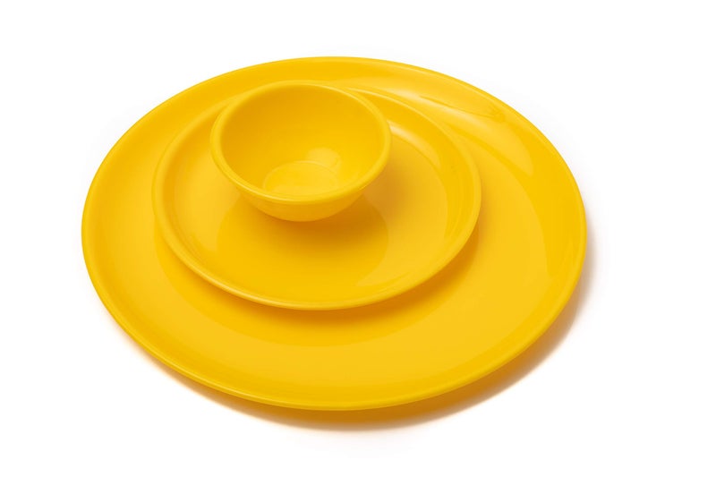 URMILA PLASTIC® Microwave Safe Unbreakable Round Dinner Set Big Plates Set of 6 Small Plates Set of 6& Pcs Katori, Made in India (Yellow, Set of 18) - Image 2