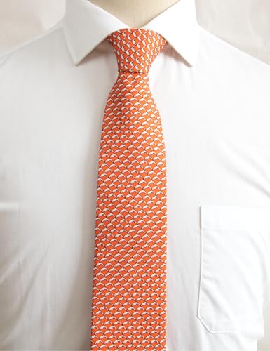 WITZROYS 100% Silk Ties for Men Handmade Neckties with Animal Printed Patterns+Gift box … (Dolphins - Silver on Rust, Regular Length - 59") - Image 3