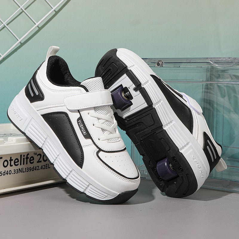 New Heloo Shoes Children'S Two-Wheel Skates Boys And Girls Shoes Burst Walk Shoes Children'S Shoes With Roller Skating Four-Wheel Shoes - Image 4