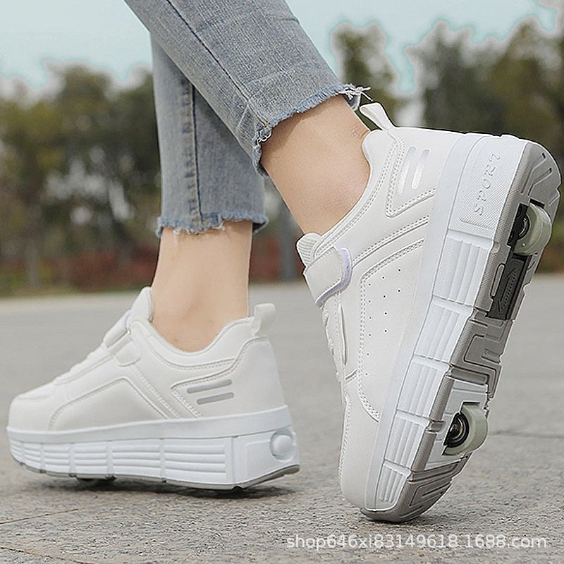 New Heloo Shoes Children'S Two-Wheel Skates Boys And Girls Shoes Burst Walk Shoes Children'S Shoes With Roller Skating Four-Wheel Shoes - Image 2