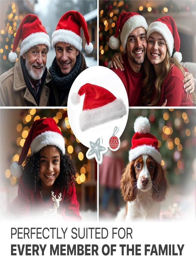X-Protector Santa Hat 2 PCS - Large Christmas Hat for Adults - Premium Red Santa Hats - Luxury Christmas Hats for Women and Men - Xmas Santa Cap with 2 Bonus Sets of Window Clings - Happy New Year! - Image 3
