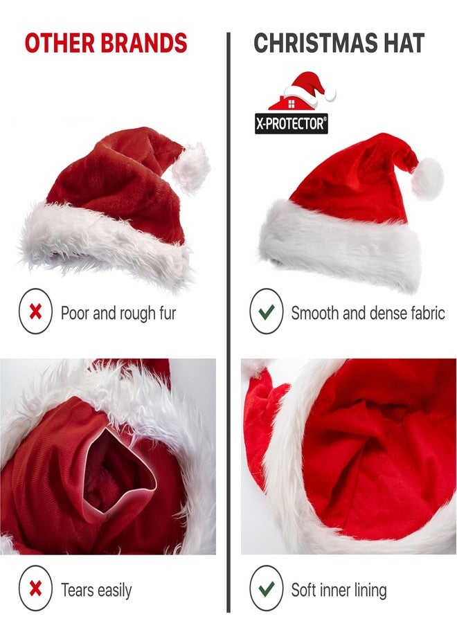 X-Protector Santa Hat 2 PCS - Large Christmas Hat for Adults - Premium Red Santa Hats - Luxury Christmas Hats for Women and Men - Xmas Santa Cap with 2 Bonus Sets of Window Clings - Happy New Year! - Image 5