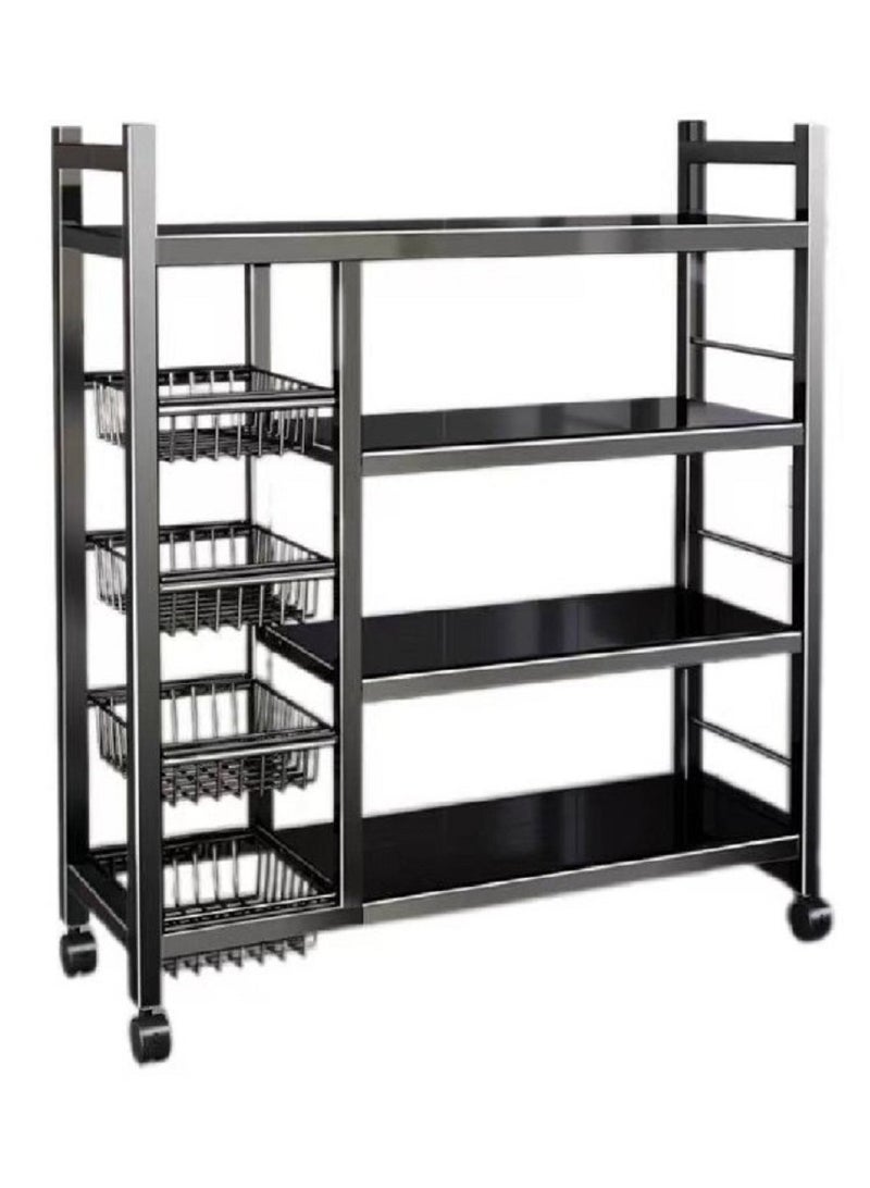 4-Tier Storage Shelves with Wheels, Metal Shelving Unit with Wire Baskets, Kitchen Organizer Shelf for Bathroom - Image 1