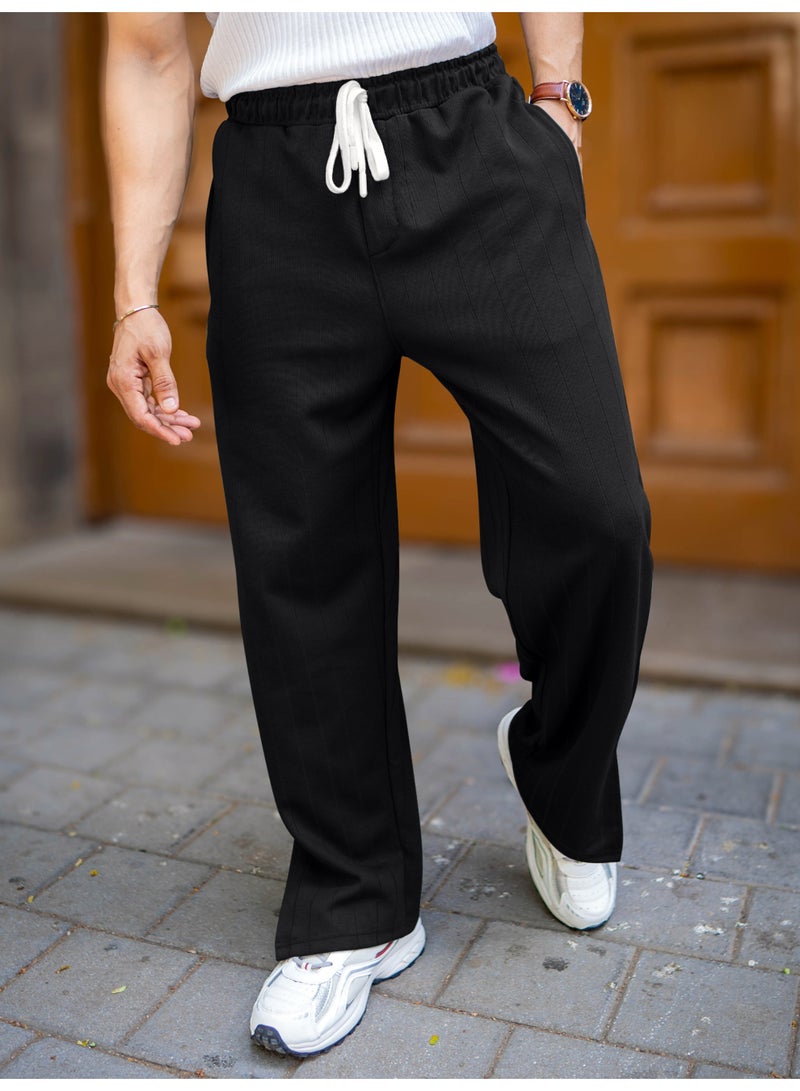 Maniac Maniac Mens Solid Black Cotton Baggy Fit Trackpant  - Image 3