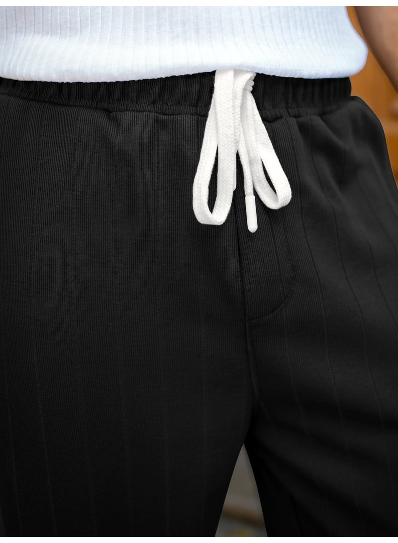 Maniac Maniac Mens Solid Black Cotton Baggy Fit Trackpant  - Image 2