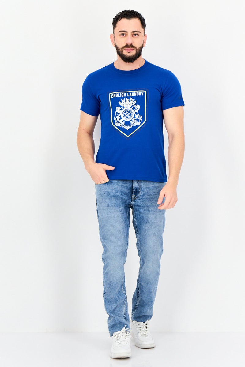 English Laundry Men Crew Neck Short Sleeves Graphic Print T-Shirt, Blue - Image 4