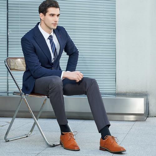 Jousen Men's Dress Shoes Cap Toe Oxford Classic Formal Derby Shoes Business Oxfords (AMY603 Yellow Brown 10.5) - Image 5