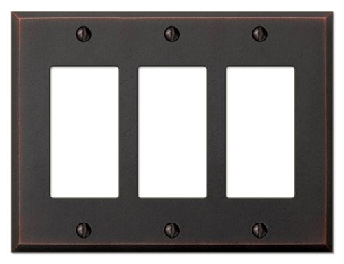 Amerelle Manhattan Triple Rocker Cast Metal Wallplate in Aged Bronze, 3 Rocker - Image 4