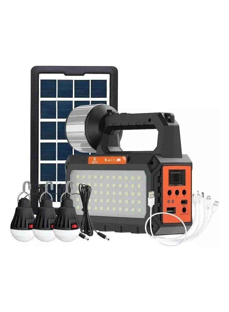 Easy Power Solar Power System with a Flashlight, 3 Bulbs and a Mobile Charger Outlet, Suitable for Camping and Trips - Image 1